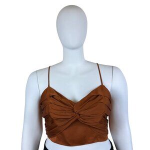 Express Womens Burnt Orange Polyester Ruched Front Cami Top Adjustable Straps XL